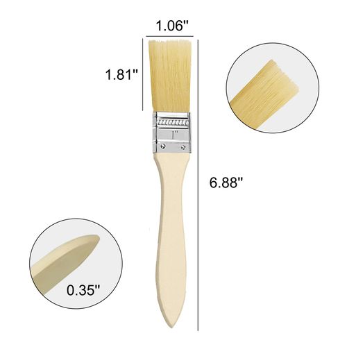 Paint Brush Set,50Pack 1 inch/2.54cm Chip Paint Brushes Flat Natural Bristle Disposable Paint Brushes Wooden Handle Paint Brush Set for Paint, Stains, Varnishes, Glues, Gesso and Home DIY