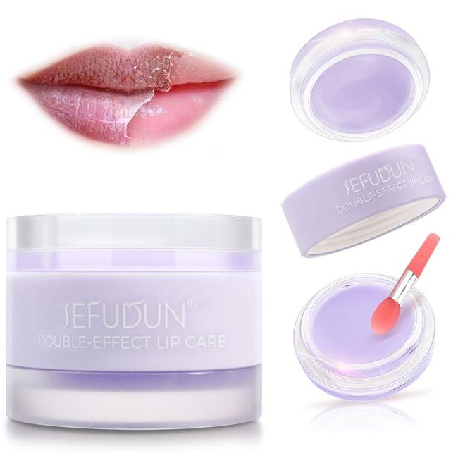 Lippen-Schlafmaske,mit Lippenpeeling,Peeling und Feuchtigkeitscreme,Doppeleffekt,Lippenmaske über Nacht für trockene Lippen,emove Dead Skin und intensive Lippenreparatur-Behandlung (Lavendel)