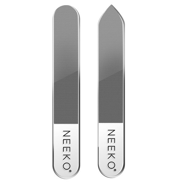 NEEKO Nail File, Set of 2, Nail Polish, Nail Care, Latest Nano Design, Glossy, Glass Nail Polish, Easy to Clean in 5 Seconds, For Gifts, Black