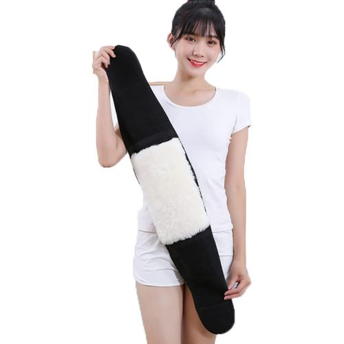 Qchomee Winter Thicken Cashmere Waist Warmer Band Thermal Abdominal Binder Stomach Lumbar Support Brace Waist Wrap Belt Back Kidney Warmer Pain Relief Recovery for Women Men Waist 34-43inch, Black