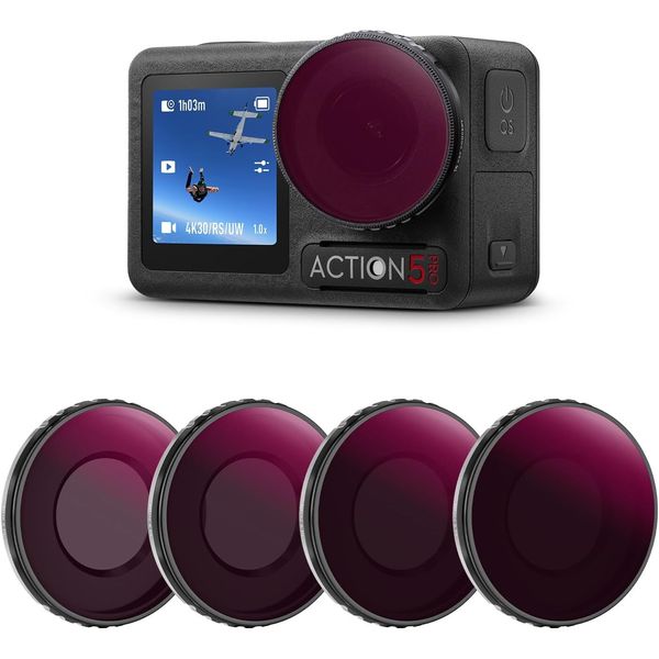 K&F Concept 4 Pack Screw On ND/PL Filter Kit for DJI Osmo Action 5 Pro/ Action 4