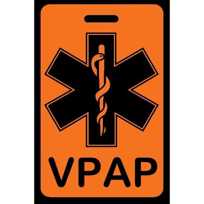 Safety Orange VPAP Bag Tag - Sleep Apnea