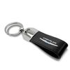 Chrysler Logo Black Leather Strap Chrome Metal Key Chain