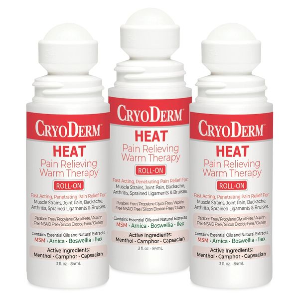Pkg of 3 CryoDerm Heat Roll-On