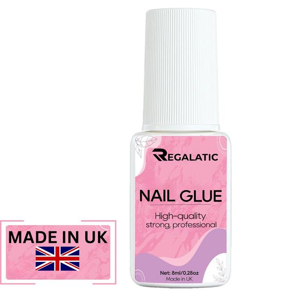 Regalatic Nail Glue Super Strong Brush-On Nail Glue For False Nails Acrylic Tips Stick On Nails 8ml