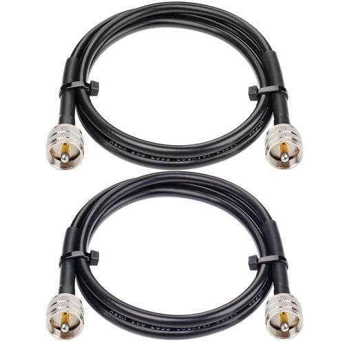 MOOKEERF RG8x Jumper Cable 3ft,2 Pack PL259 Jumper Cable,CB Coax Cable 50 Ohm,UHF PL259 Male to Male Low Loss CB Antenna Cable for CB Radio,HAM Radio, VHF Radio, SWR Meter, Antenna Analyzer