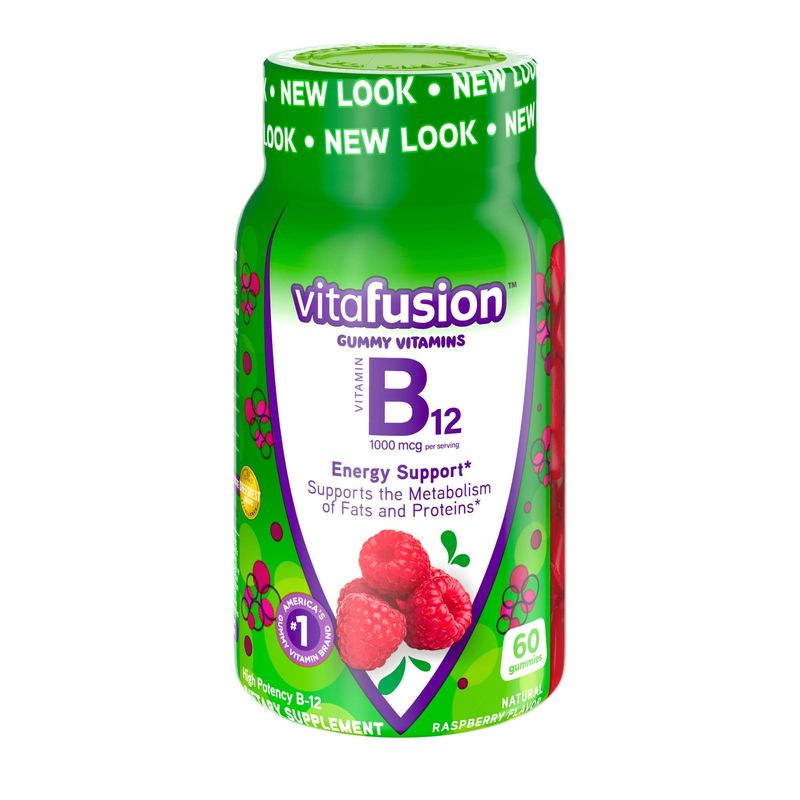 Vitafusion B12 Gummy Vitamins, Delicious Raspberry Flavor, 60ct (30 Day ...