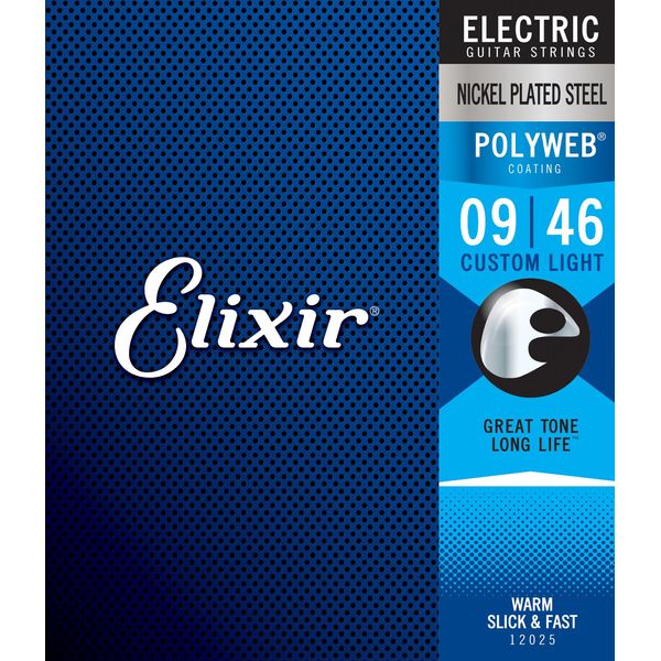 Elixir Strings 12025 Custom Light Electric Guitar Strings with Polyweb Coating, Set of 6 Pieces