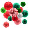 Paper Christmas Decorations, Christmas Tissue Paper Hanging Paper Fans Honeycomb Balls Pom Poms Flower Christmas Ceiling Decorations Hanging Decoration for Xmas Winter Home Ceiling Wall Decor
