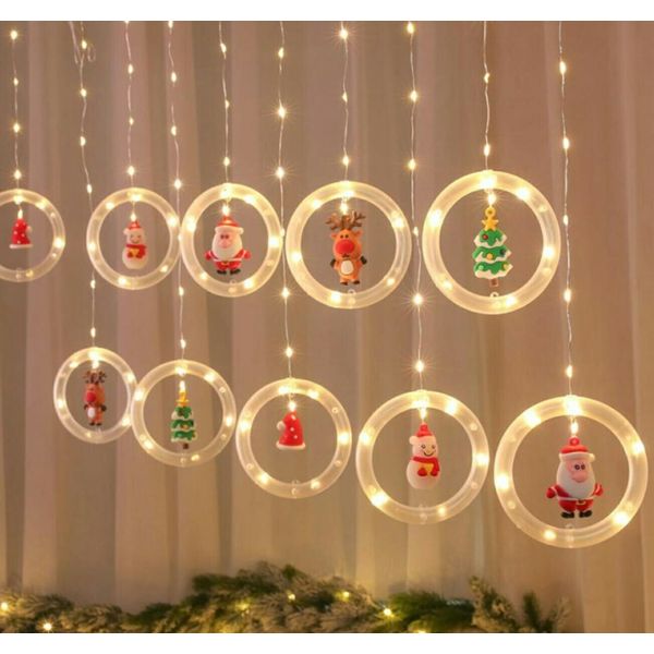 10 PCS LED String Curtain Lights 3D Twinkle Hanging Christmas Decoration Circle