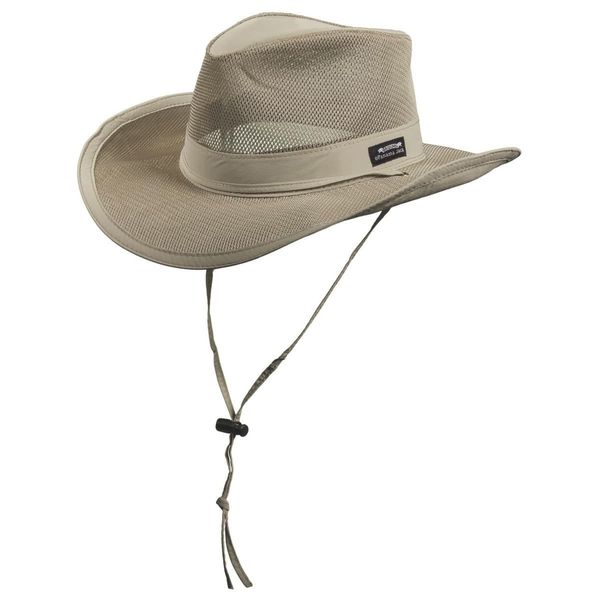 Mesh Crown Safari Men's Sun Hat, 3" Brim, Adjustable Chin Cord, UPF (SPF) 50+ Sunhat Protection (Khaki, Large)