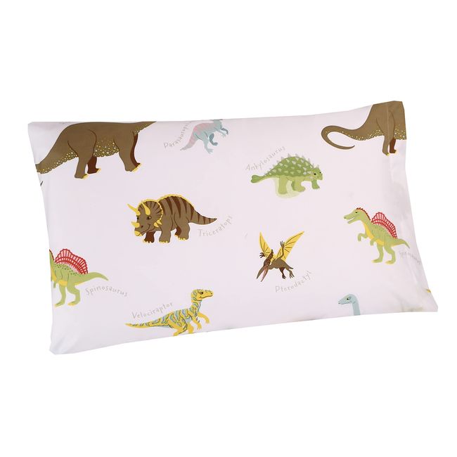 MAG 2Pcs Dinosaur Pillowcase, Queen Size White Based Dino Pillowcase, Super Soft Microfiber, for Kids, Toddler,Teens Boys and Girls