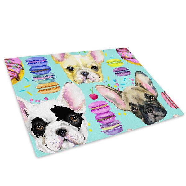 Blue Fashion Puppy Pattern Glass Chopping Board Kitchen Worktop Saver Protector