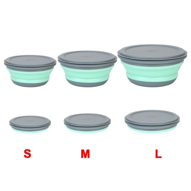 3pcs/set Portable Silicone Folding Bowl Telescopic Collapsible Salad Dish  Food Bowl for Kitchen Outdoor Camping Tableware