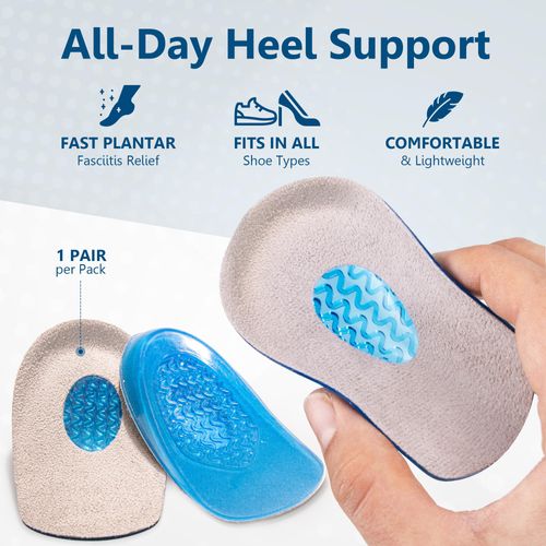 SULPO Gel Heel Pads - Shoe Insoles with Massage Gel Technology - Gel Insoles for Plantar Fasciitis, Foot, Leg & Back Pain - Sporty & Chic Shoes, High Heels, Boots - 1 Pair