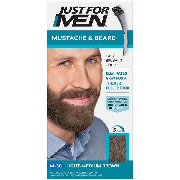 JUST FOR MEN Color Gel Mustache & Beard M-30 Light-Medium Brown 1 Each (Pack of 4)