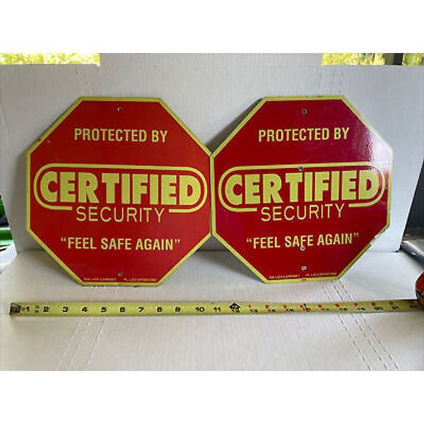 Pair of Certified Security Home Business Security Signs