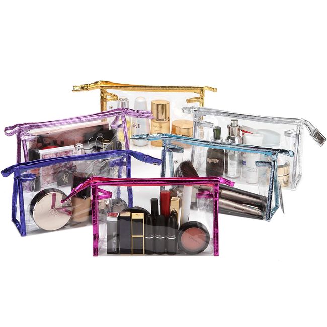 Portable Zippered Transparent Vinyl Travel Cosmetic Bag Clear PVC