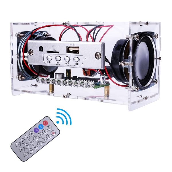 MiOYOOW DIY Bluetooth-Compatible Speaker Kit with LED Flashing Light, DIY Electronics Soldering Project USB Mini Home Stereo Sound Amplifier Soldering Practice Kit for College High School Education