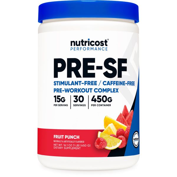 Nutricost Stim-Free Pre-Workout Powder Fruit Punch 30 Servings - Gluten Free, Non-GMO