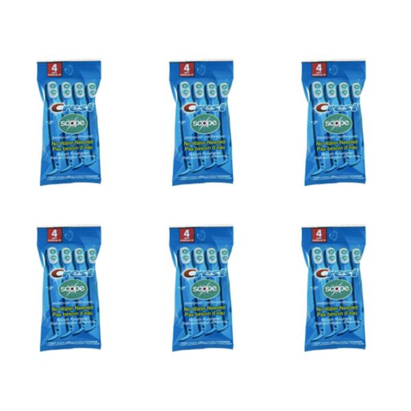 Crest Scope | Mini Brushes-Disposable Toothbrushes with Toothpaste and Pick For Work or Travel (4 count, 6 pack (24 brushes))