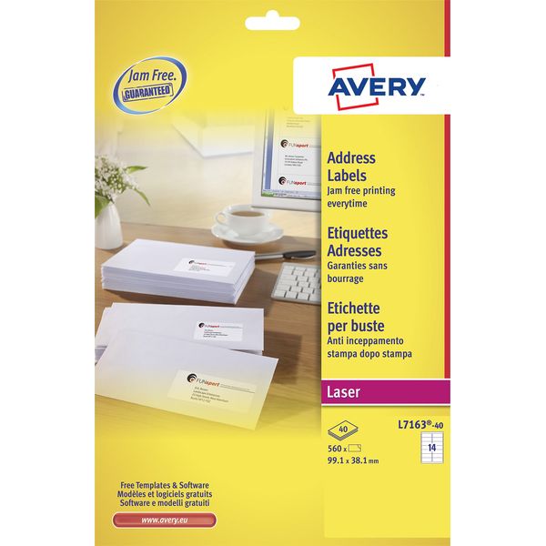 AVERY Laser Labels 99.1x38.1mm White P40 L7163M