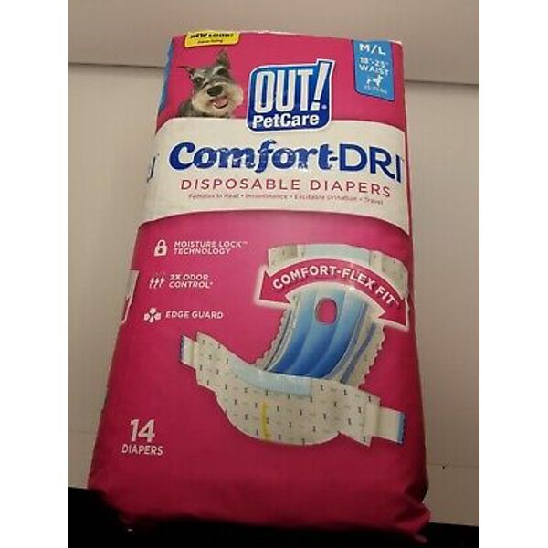 Out! PetCare Comfort-Dri Pet Disposable Diapers M/ L 14 Count