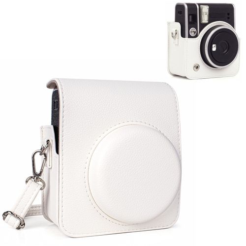 HIYQIN Mini 40 Case, Protective Cover Compatible with Fujifilm Instax 40 Instant Camera, for Instax Mini 40 Bag with Adjustable Strap - Elegant White