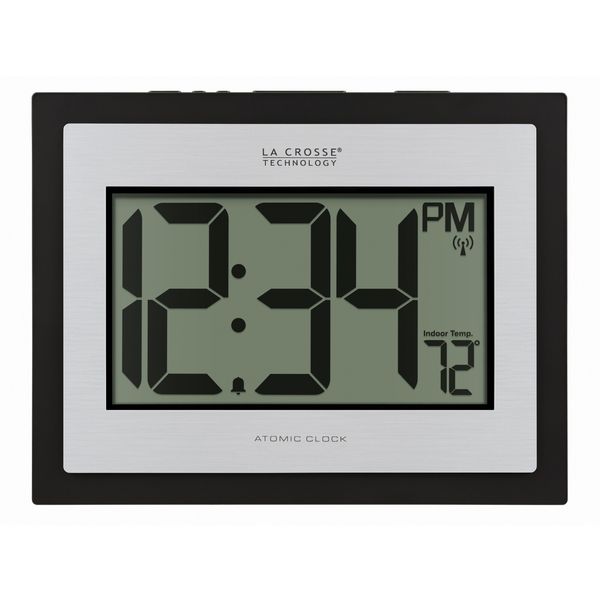 513-1422S La Crosse Technology Atomic Digital Wall Clock with Indoor Temperature