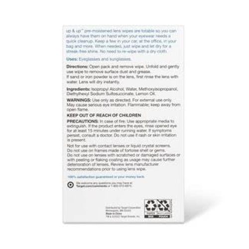 Up & Up Microfiber Individually Wrapped & pre-moistened Lens Wipes, 60ct