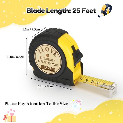 Romantic Husband Gifts from Wife,Best Husband Ever Gifts Ideas,Funny Pregnancy Announcement for Husband,to My Husband Valentines Day Birthday Christmas Gifts for him Cool Tape Measure 25FT Tool Gifts