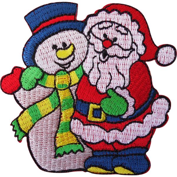 Father Christmas Snowman Embroidered Iron/Sew On Patch Xmas Decoration Badge