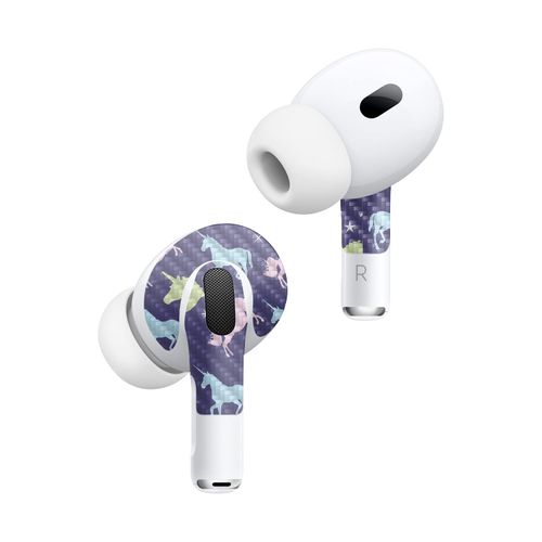 MightySkins Carbon Fiber (2 Pack) Skins Compatible with Apple AirPods Pro 2 - Unicorn Dream | Protective, Durable Textured Carbon Fiber Finish | Easy to Apply and Change Styles | Made in The USA