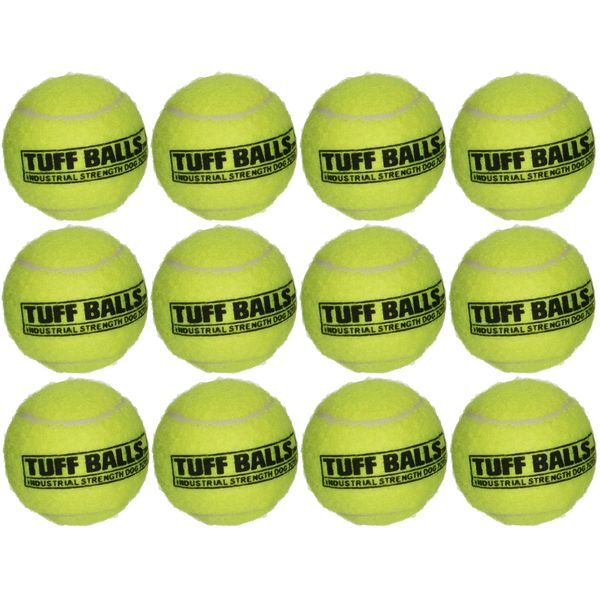 PetSport Yellow Tennis Ball Dog Toys | 12 Pack Small (1.8") Pet Safe Durable Felt & Rubber Junior Tuff Balls | Play Fetch, Launch, Chuck or Toss at Dog Park