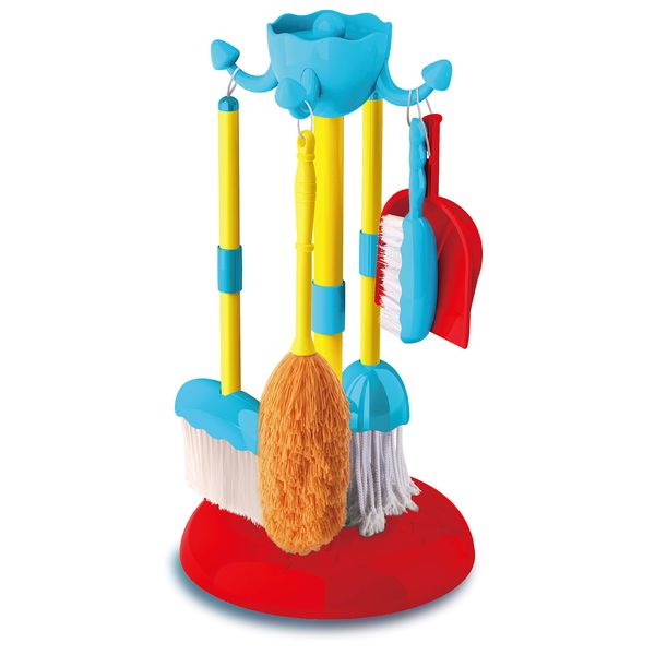 Toy Chef 6-Piece Dust Sweep Mop Set for Kids - Pretend Play House Cleaning Tools w/Brush, Broom & Dustpan - Functional Playhouse Accessories - Boys & Girls 3+