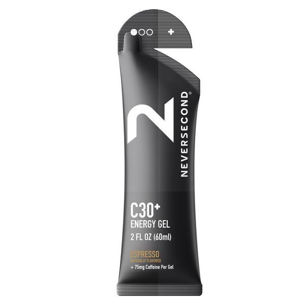 Neversecond C30+ Energy Gel + Caffeine, Performance Nutrition & Hydration, Never2 Energy Gel for Triathlons, Ironman, Cycling, Endurance Running (Espresso Flavor, 12-Count Pack)