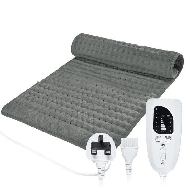 Letitwell Electric Heat pad,Heating Pad with 6 Temperature Levels,4 Time Settings,Automatic Switch-Off,Heat Oads for Back Pain Relief,Machine Washable(Dark Grey,12" x 24")