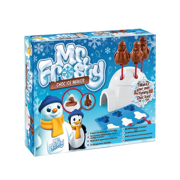 Mr Frosty Choc Ice Maker, Retro Plastic Snowman Shaped Toy Machine for Kids to Make Chocolate-covered Ice Cream Treats at Home