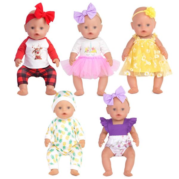 Sweet Dolly Baby Doll Accessories, 5 Set of Doll Clothes, Dress, Bodysuits Outfits for 15 Inch to 18 Inch Dolls, 15 Inch Baby Dolls, 11 PCs in Total Doll Clothes and Accessories