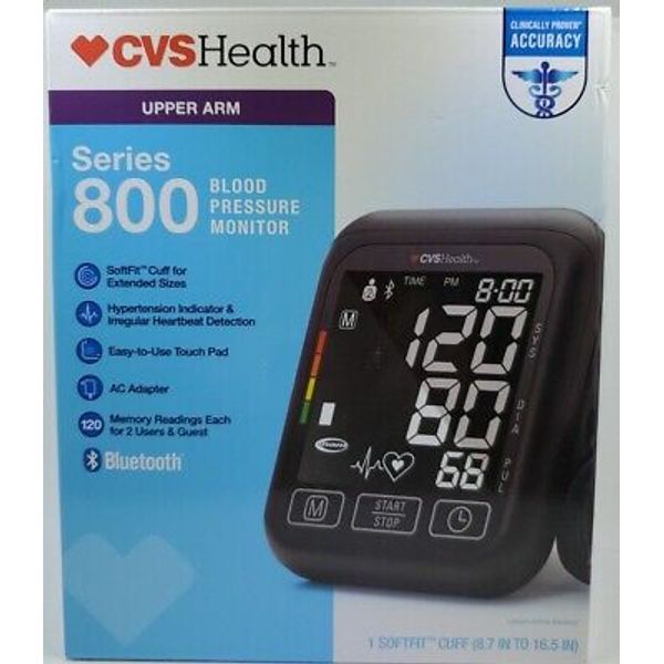 CVS Health 800 Series Upper Arm Bluetooth Touch Pad Blood Pressure Monitor NIB