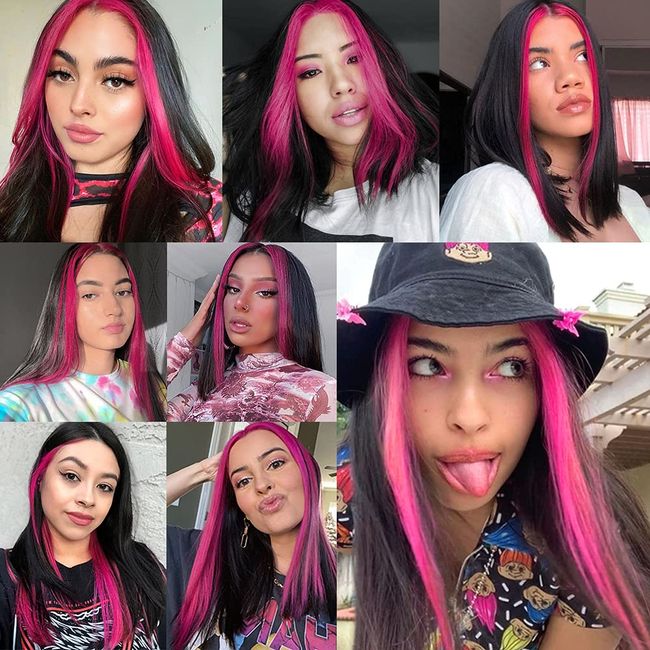 hot pink hair highlights