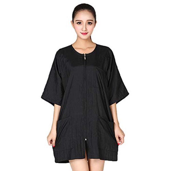 Lurrose Salon Smocks for Clients Short Sleeve Barbers Waterproof Cape Hairdressing Cape Nylon Makeup Cape with Zipper (Black)