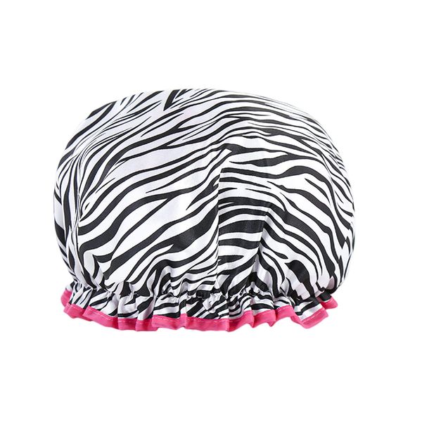 Reusable Double Thickened Shower Cap - Waterproof and Trendy Zebra Design - Perfect for Bathing and Showering - 1 Piece