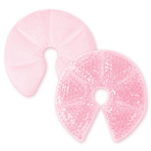 AOGOE 3-in-1 Breast Cooling Gel Pads, 2 Pack Hot & Cold Breastfeeding Gel Pads, Breast Feeding Essentials Reusable Gel Cooling Pad, Postpartum Essentials, for Nursing & Nipples Pain Relief, Mastitis