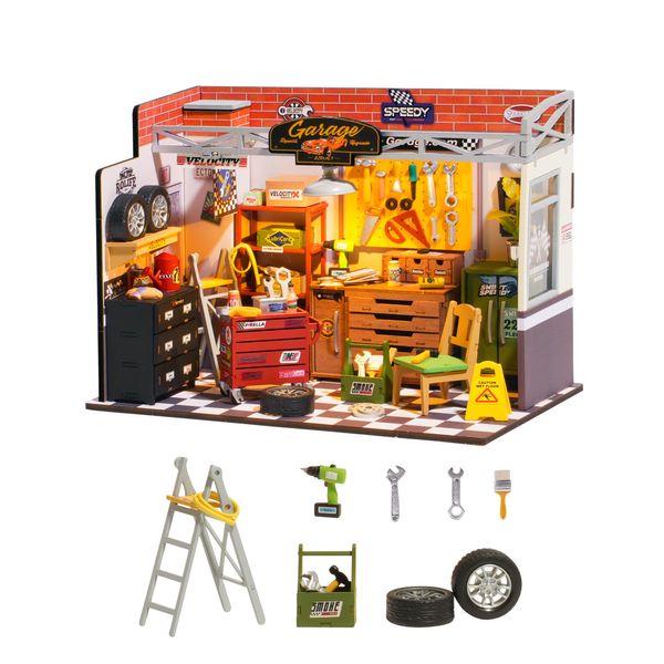 Rolife Miniature House Kit Garage Workshop-Craft Kits For Adults UK-Home Desk Decoration Gift Idea For Him（DG165）