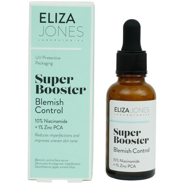 Eliza Jones Siero Super Booster da 30 ml per ridurre al minimo le rughe della pelle, scolorimento, linee sottili e migliorare il tono irregolare della pelle (Super Booster Blemish Control)