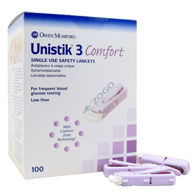 Owen Mumford AT1042 Unistik 3 Safety Lancets Maximum Comfort Single Use 100 ct