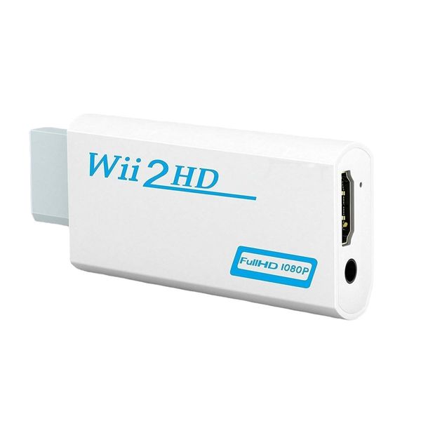 Wii to HDMI Converter, Wii to HDMI Adapter, Wii to HDMI Connector with Full HD 1080p/720p Video Output and 3.5mm Audio, Support Games TV Projector All Wii Display Modes - White