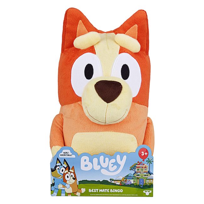 Bluey - Bingo 16" Stuffed Animal - Playtime & Naptime Companion | Jumbo Size, Soft Deluxe Materials - Huggable Cuddles Best Friend