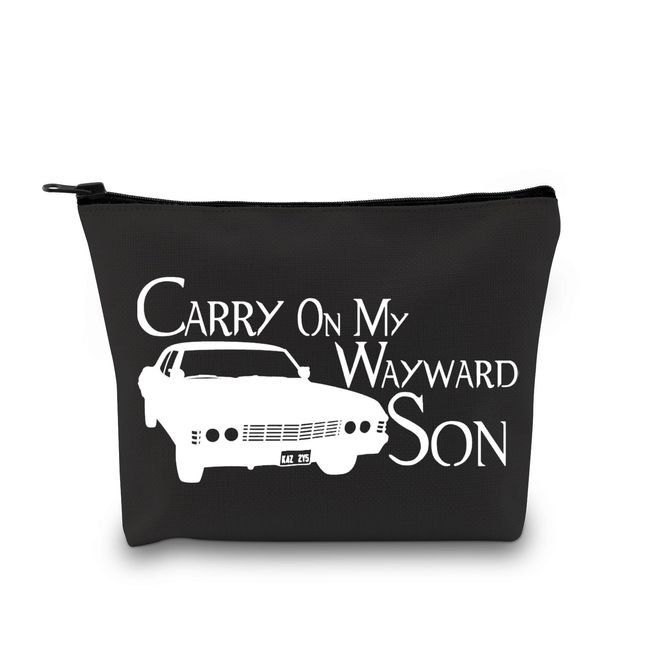 Make-up-Kosmetiktasche mit Aufschrift "Carry On My Way Son" für Fans, Carry on Black Eu, M, Modern